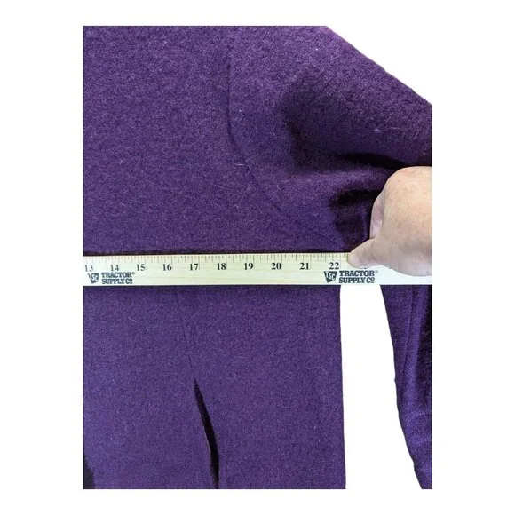 Ruby Rd. Wool Coat Women M Jacket Coat Purple Black Button Accent Pleat Back - Picture 5 of 11